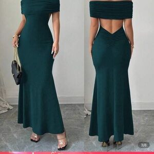 SHEIN Backless Dark Green Dress